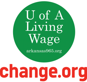 Graphic for change.org online petition to UA Living Wage Campaign