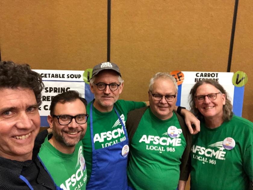 From left, Geoff Brock, Bret Schulte, Rob Wells, Ted Swedenburg and Steve Boss at the 2019 Soup Sunday benefit in Rogers, Arkansas.