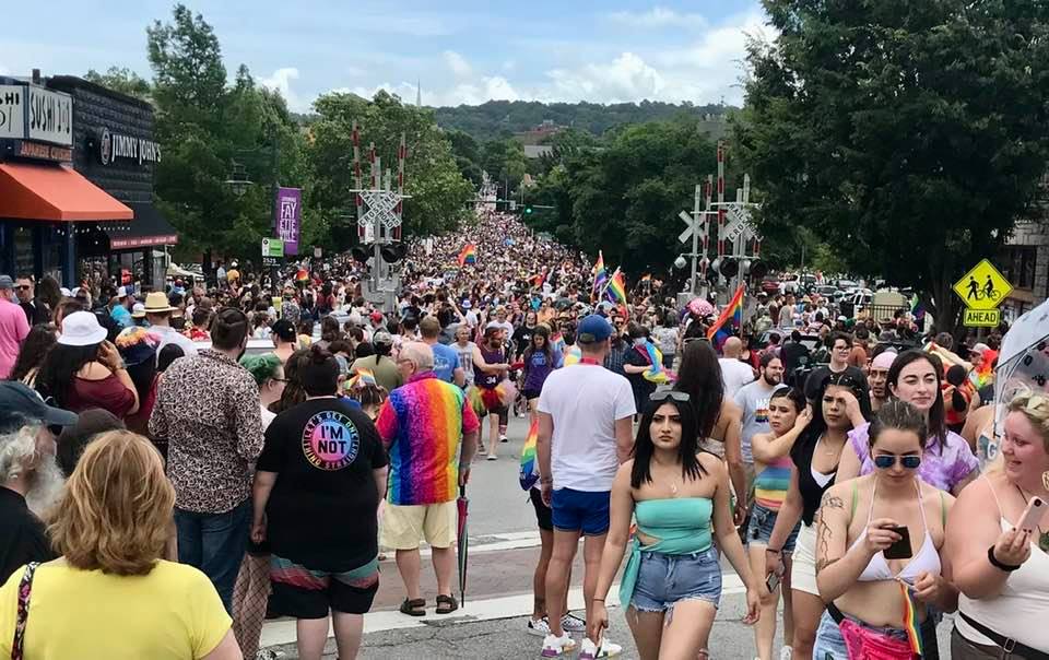 At-large board member Ted Swedenburg's photo immediately after the end of the 2021 Pride Parade in Fayetteville June 26 shows that thousands attended.