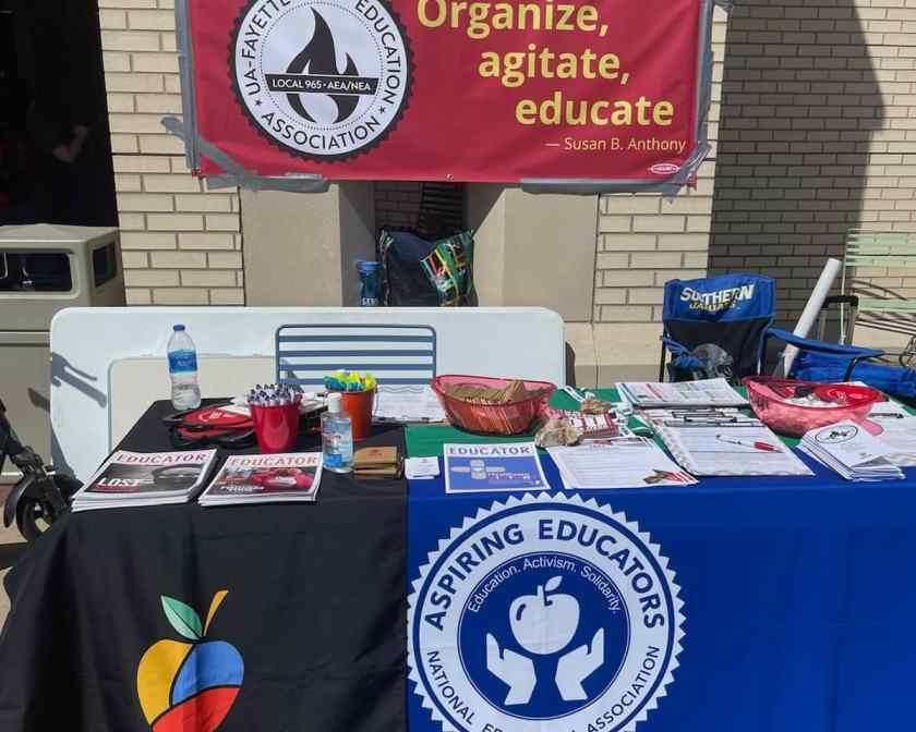 The Local 965 / AEA table as Razorbash opens Aug. 25, 2021, at the University of Arkansas.