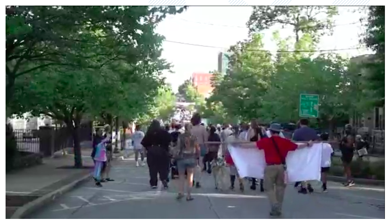 Screen grab of KFSM-TV story on the NWA Trans March on June 28, 2024