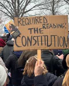 Picket "Required Reading: The Constitution" seen in Washington, D.C., February 2025