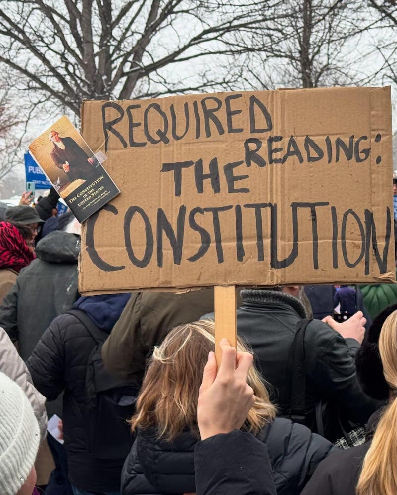 Picket "Required Reading: The Constitution" seen in Washington, D.C., February 2025