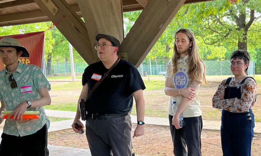 Four picnickers at the May Day cookout