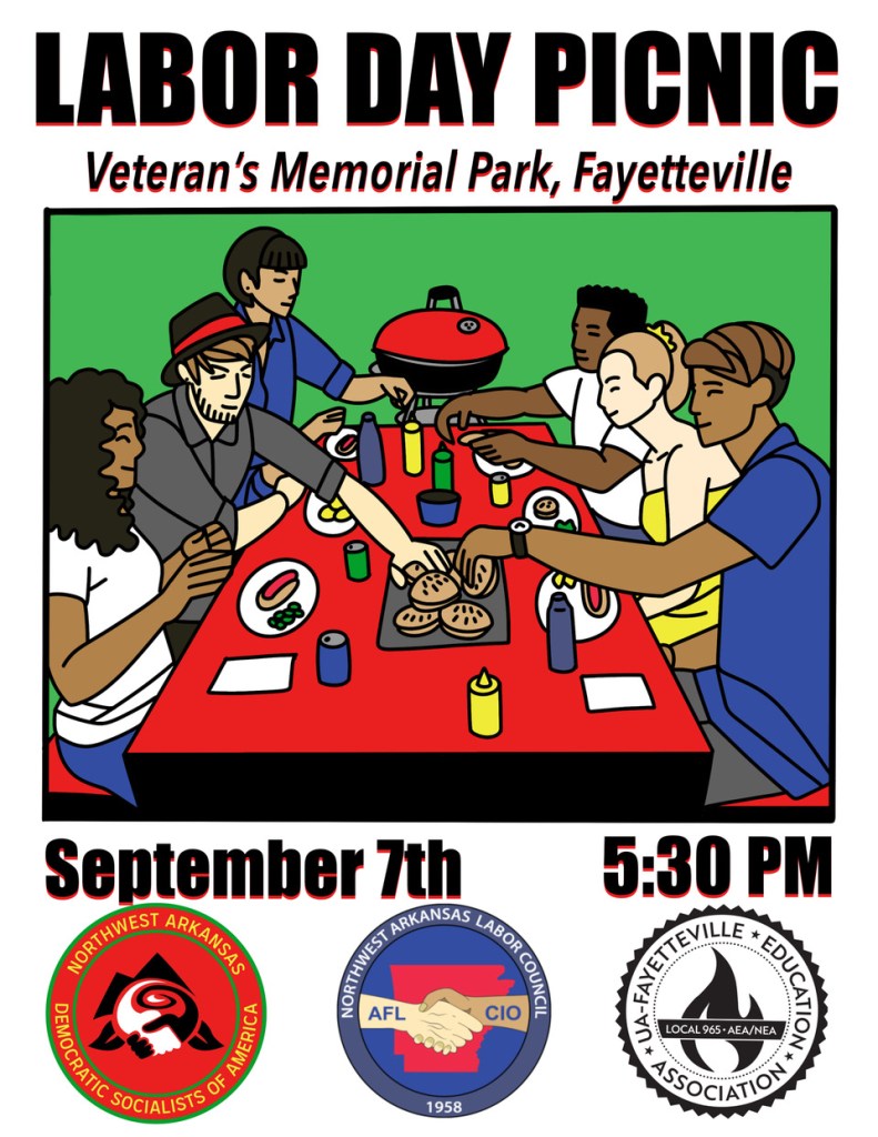 Poster for the 2026 Labor Day Labor Picnic, Sept. 7 at Veterans Memorial Park in Fayetteville.